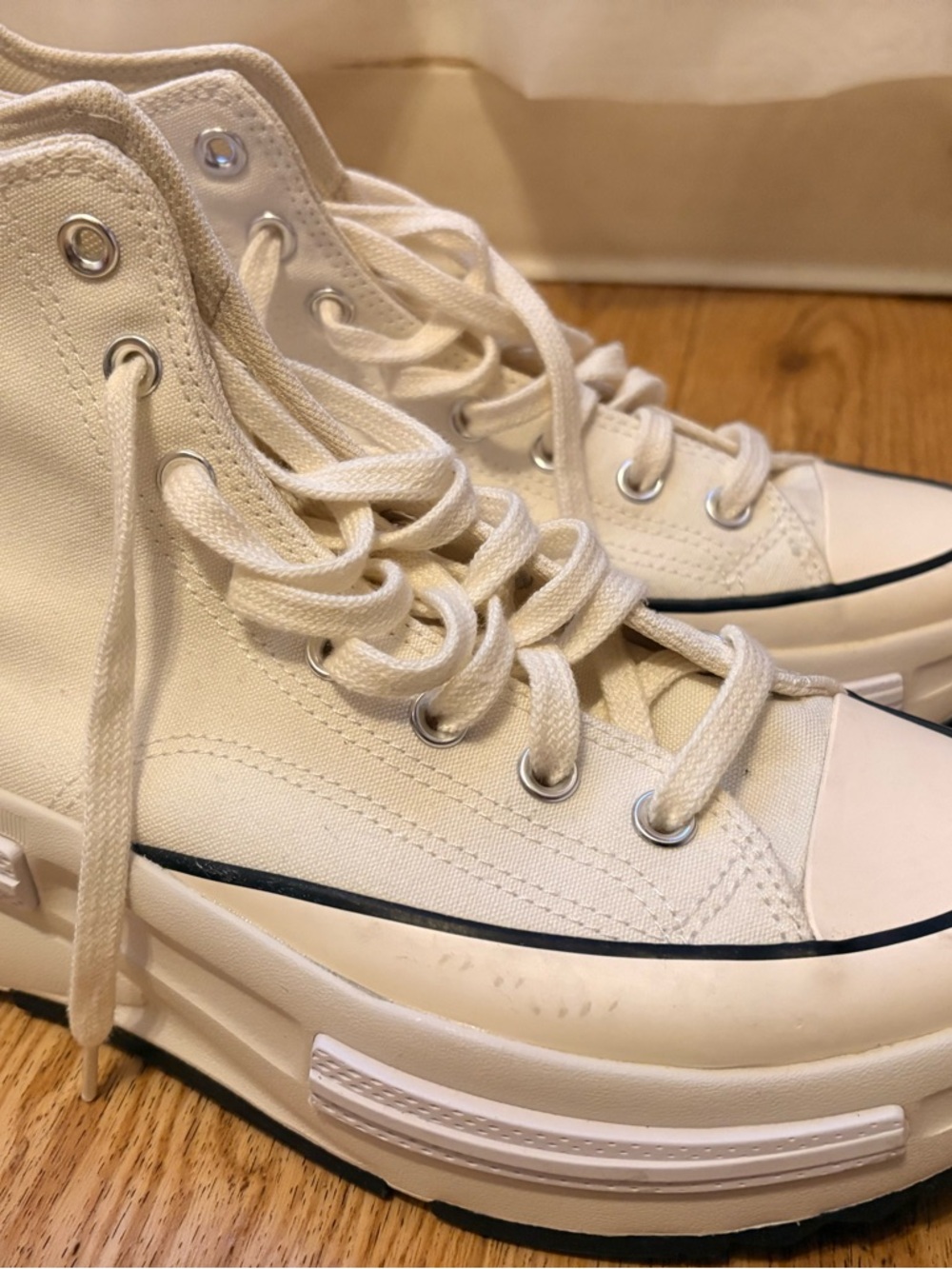 White High-Top Platform Canvas Sneakers unisex size 9 men 10.5 women